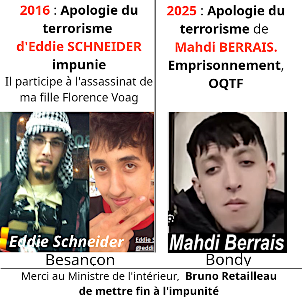 Eddie SCHNEIDER et Mahdi BERRAIS des algériens qui font l'apologie du terrorisme