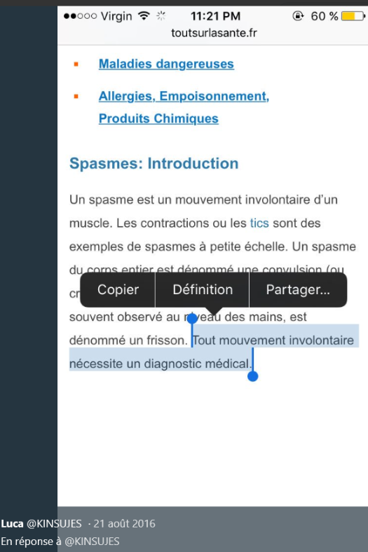 21 Aout 2016 - "toutsurlasanté.fr" : Lucas-LEBRUN-DAMIENS recherche comment provoquer des spasmes et convulsion